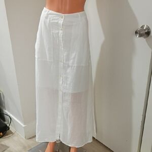 Theory White Maxi Skirt with Buttons